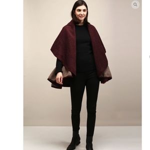 Elegant Burgundy Women's Cape Coat